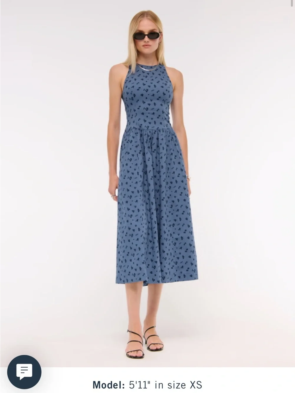 Abercrombie & Fitch Periwinkle Maxi Dress with Navy Floral Print
